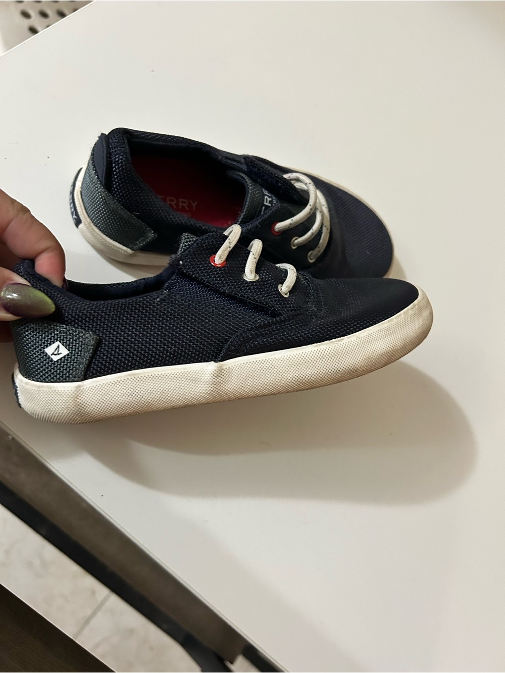 Sperry Kids Navy Canvas Lace-Up Sneakers with White Soles